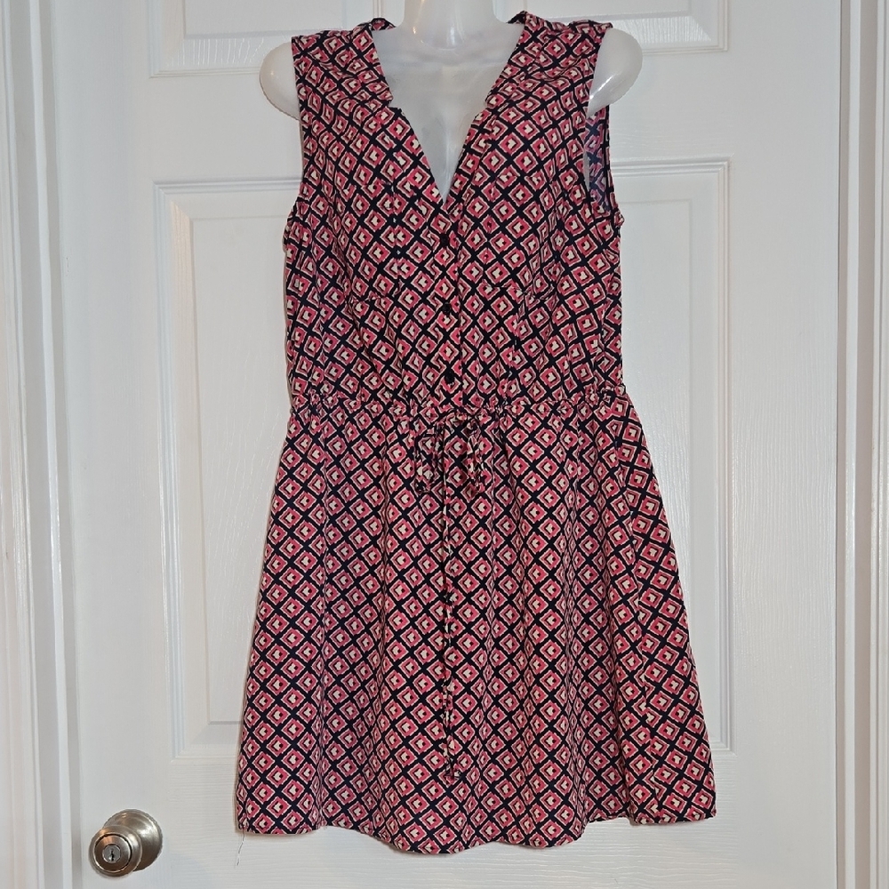 Francesca's Birdcage Pink Blue Geometric Print Sleeveless Sundress Sz Small